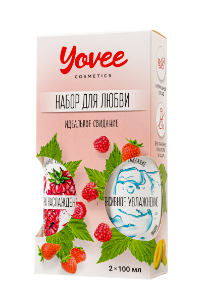 Набор гелей-смазок Yovee для любви, вкусовой (малина) + увл (гиалурон), 2х100мл