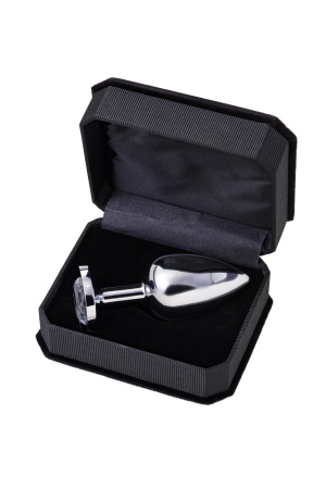 Анальная втулка  TOYFA Metall, металл, серебрянная, с белым  кристаллом, 10 см, Ø 4 см