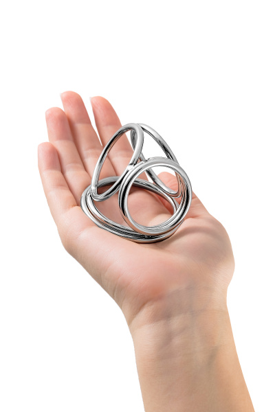 Бондаж для пениса TOYFA Metal, 6 колец, серебристый