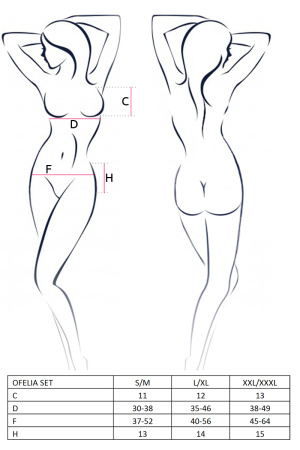 Комплект (открытый бюстгальтер, пояс с пажами для чулок и стринги) Passion Erotic Line Ofelia, белый, L/XL