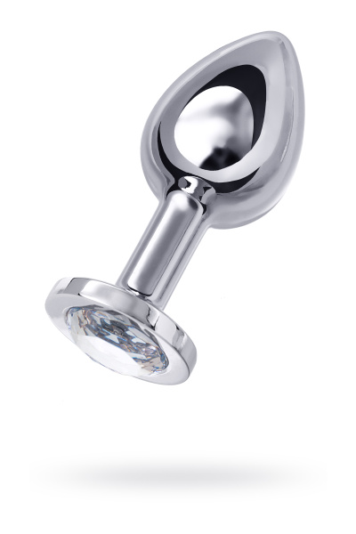 Анальная втулка  TOYFA Metall, металл, серебрянная, с белым  кристаллом, 10 см, Ø 4 см