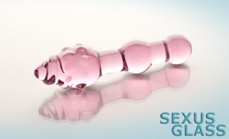 Двусторонний фаллоимитатор Sexus Glass, стекло, розовый 17 см