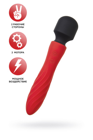 Двусторонний вибромассажер Black&Red by Toyfa, силикон, красный