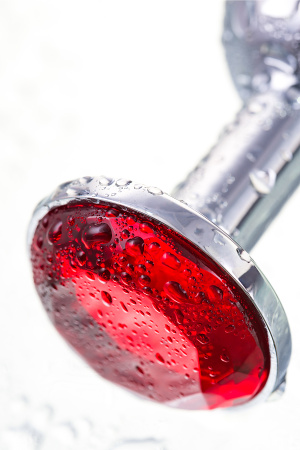 Анальная втулка TOYFA Metall, металл, серебрянная, с  рубиновым кристаллом, 7,5 см, Ø 3 см, 145 г