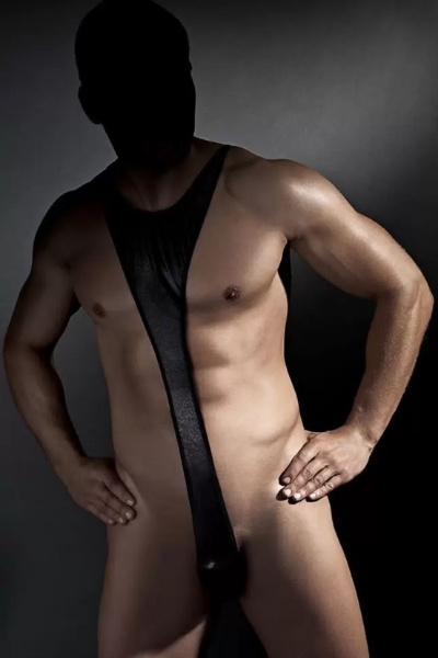 Мужское боди Anais Derrick из ткани с wet-эффектом, черный, XL