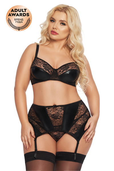 Комплект открытый SoftLine Collection Joana (бюстгальтер,  пояс с пажами для чулок и стринги), 