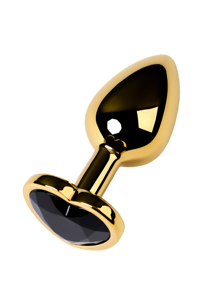 Анальная втулка TOYFA Metall,  металл, золотая с черным кристаллом, 7 см, Ø 2,7 см, 50 гр