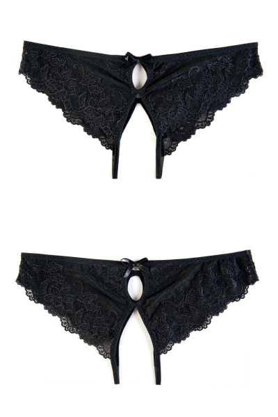 Трусики эротические кружевные, черные, (50-52)