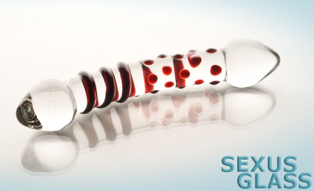 Двусторонний фаллоимитатор Sexus Glass, стекло, прозрачный, 21 см