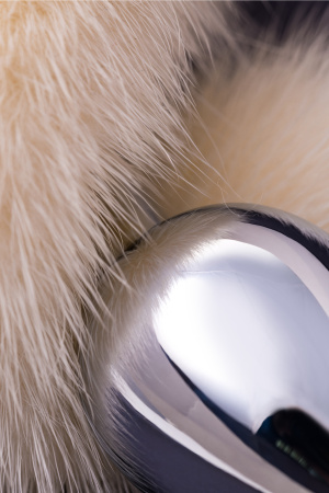 Анальная втулка TOYFA Metall, металл, серебристая, с белым хвостом, 6 см, Ø 2,9 см